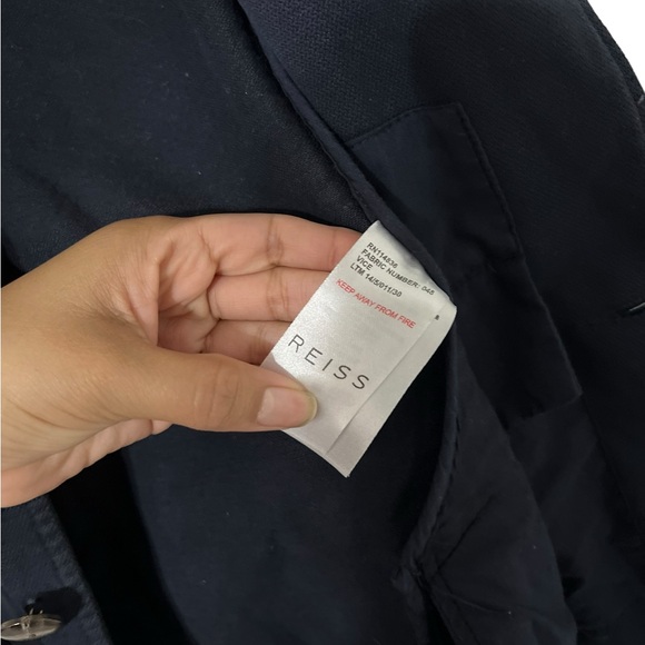 REISS Men’s Navy Blue Button Down Cotton Utility Jacket Coat - Picture 8 of 11